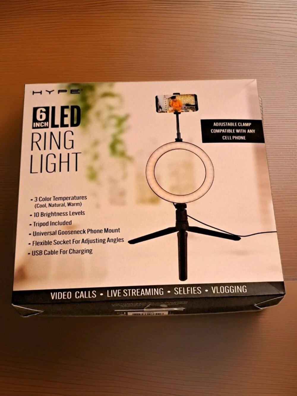 Hype LED Ring Light (HY-SRL6) 6” 3 Color Temp, Tri-Pod Gooseneck New In Box
